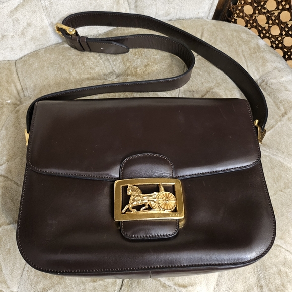Authentic vintage Celine brown box shoulder bag - Picture 1 of 16